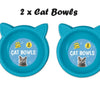 2 Pack Cat Bowl Plastic | Cute Cat Face & Ears | Pet Food Water Feeder UK