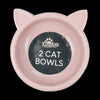 2 Pack Cat Bowl Plastic | Cute Cat Face & Ears | Pet Food Water Feeder UK