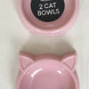 2 Pack Cat Bowl Plastic | Cute Cat Face & Ears | Pet Food Water Feeder UK