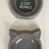 2 Pack Cat Bowl Plastic | Cute Cat Face & Ears | Pet Food Water Feeder UK